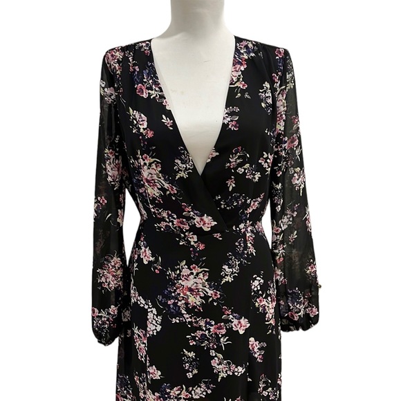 Dynamite Long Sleeve Black Floral Maxi Dress - Picture 3 of 14